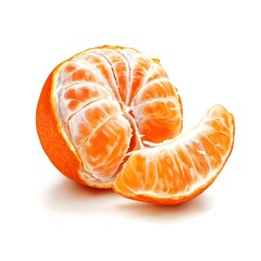 Watercolor Style Digital of Peeled Clementine Fruit with Visible Segments on a Crisp White Background for Healthy Lifestyle Culinary or Food Photography Concepts