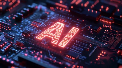 Obraz premium a circuit board neon logo 