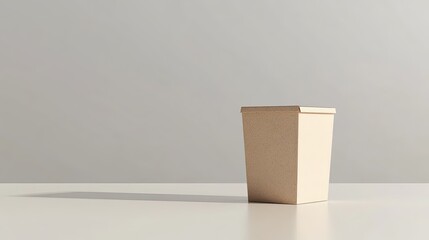 Kraft Paper Box Mockup on White Table with Grey Background