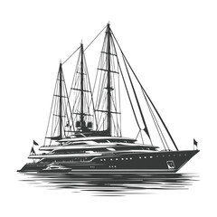 Yacht Silhouette vector illustration ,silhouettes of the sailboats and motorboat