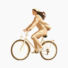 Obraz premium Woman riding bicycle stylishly