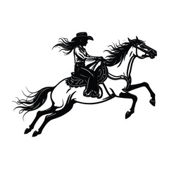 Thrilling Cowgirl on a Fast Galloping Horse Illustration