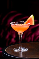 Fresh watermelon cocktail or mocktail on dark background
