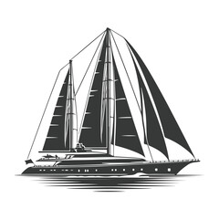 Yacht Silhouette vector illustration ,silhouettes of the sailboats and motorboat