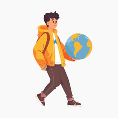 Fototapeta premium Youth holding globe illustration