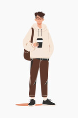 Trendy student holding coffee