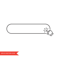 Click here button. Hand pointer clicking on web button icon