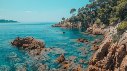 Fototapeta premium Rocky seashore on the Adriatic coast.