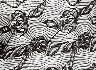 Black nylon flower pattern elasticated micro mesh fabric texture background