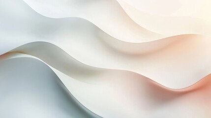 Abstract wavy background with soft white and peach tones.