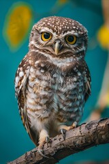 Obraz premium A small owl sitting on a tree branch