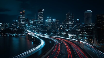 Obraz premium Cityscape Night Lights Long Exposure
