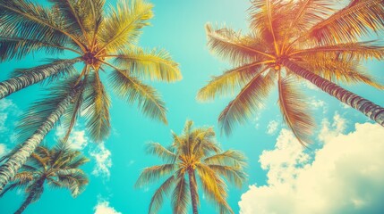 Summer sky, palm trees, and warm sunlight
