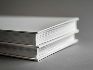 A stack of white books sitting on top of each other