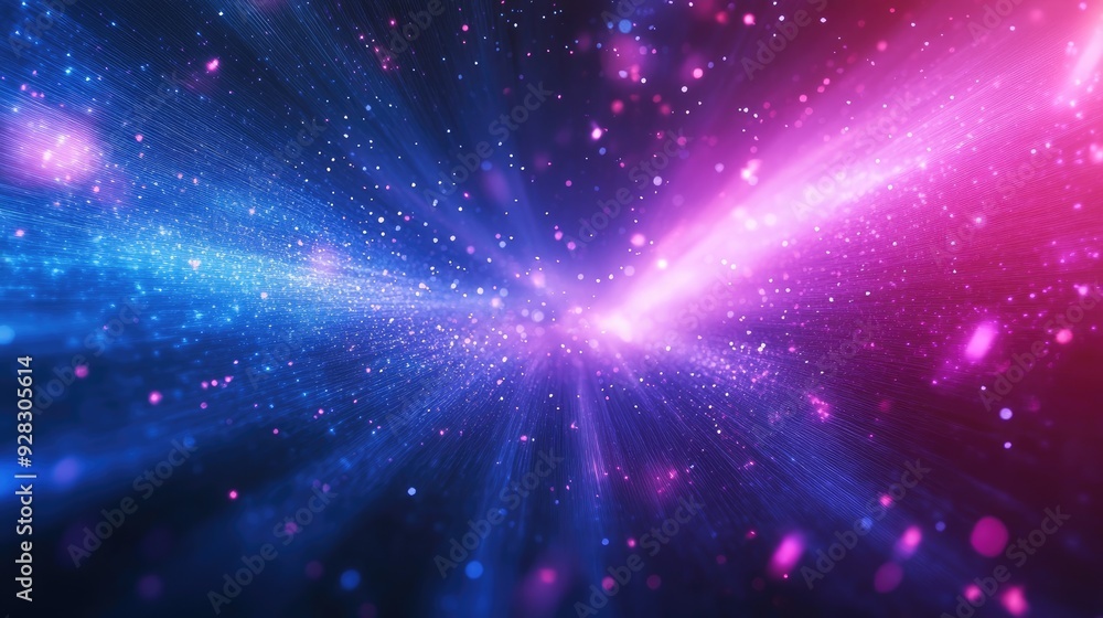 Poster spaceship flying at the speed of light in a colorful nebula