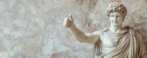 Ancient Roman statue giving thumbs up