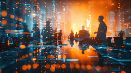 Digital technology concept, human resources, wide angle image for banner or advertisement.