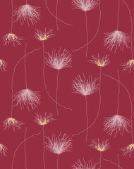 Japanese Fluffy Flower Vector Seamless Pattern