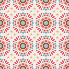 Japanese Star Flower Motif Vector Seamless Pattern
