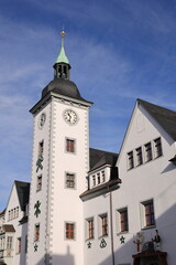 Blick in die Altstadt von Freiberg in Sachsen