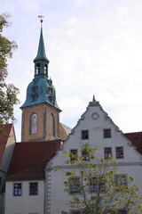 Blick in die Altstadt von Freiberg in Sachsen