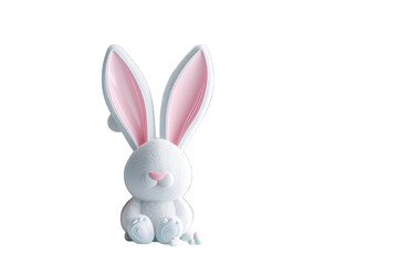 cute rabbit isolated on transparent png background, happy bunny running on floor, adorable fluffy rabbit that sniffing.
