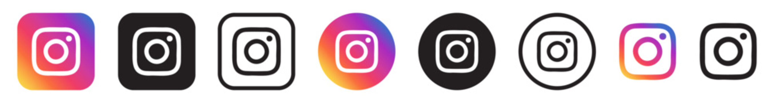Set of Social media icon. Popular social media instagram logo vector icon.