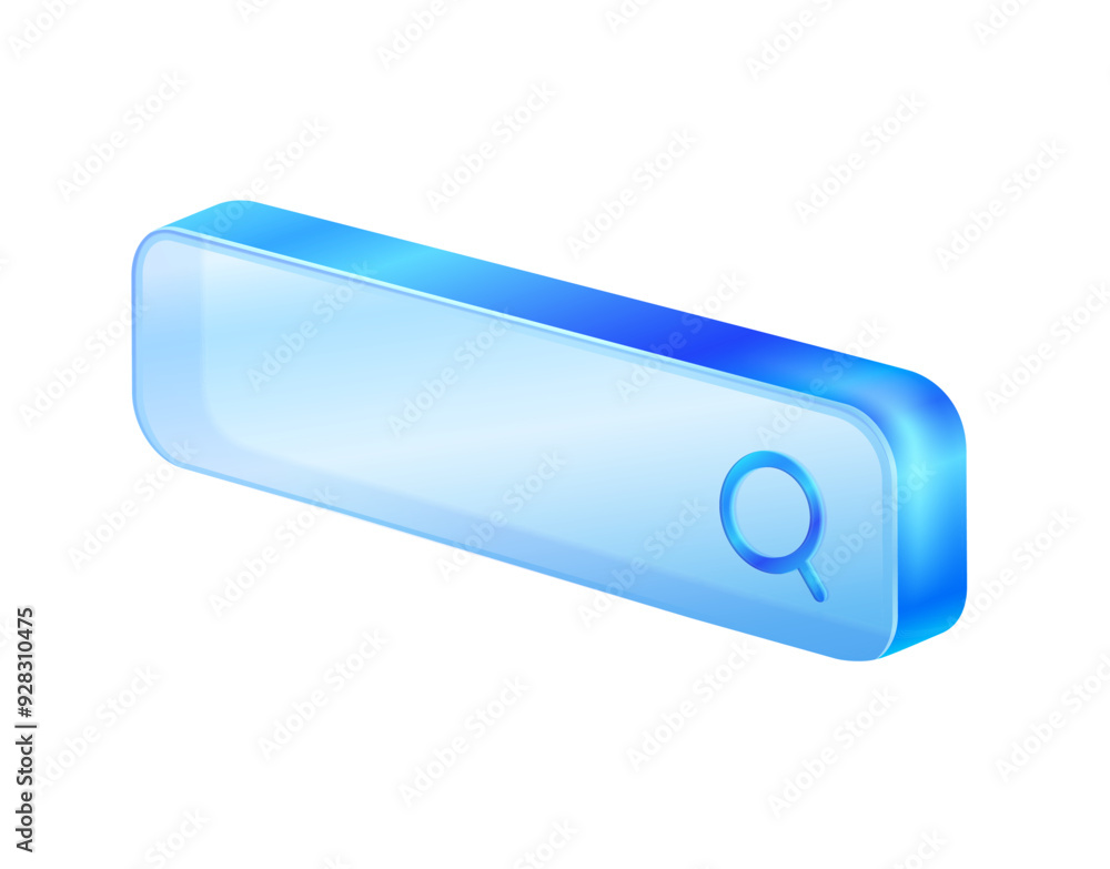Aufkleber 3d search bar transparent glass rod design. navigation and search concept. browser button for websit