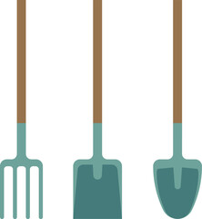 Gardening tools color icon. Shovel and hayfork