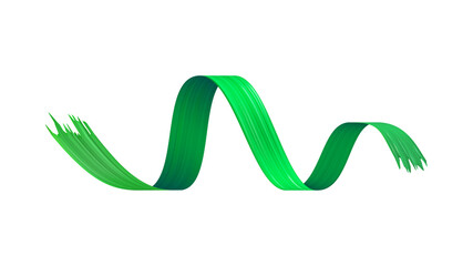 A brush made of colored curved green ribbon on an isolated background.