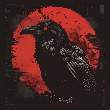 illustration of haunted raven