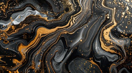 Abstract Swirls of Gold and Black