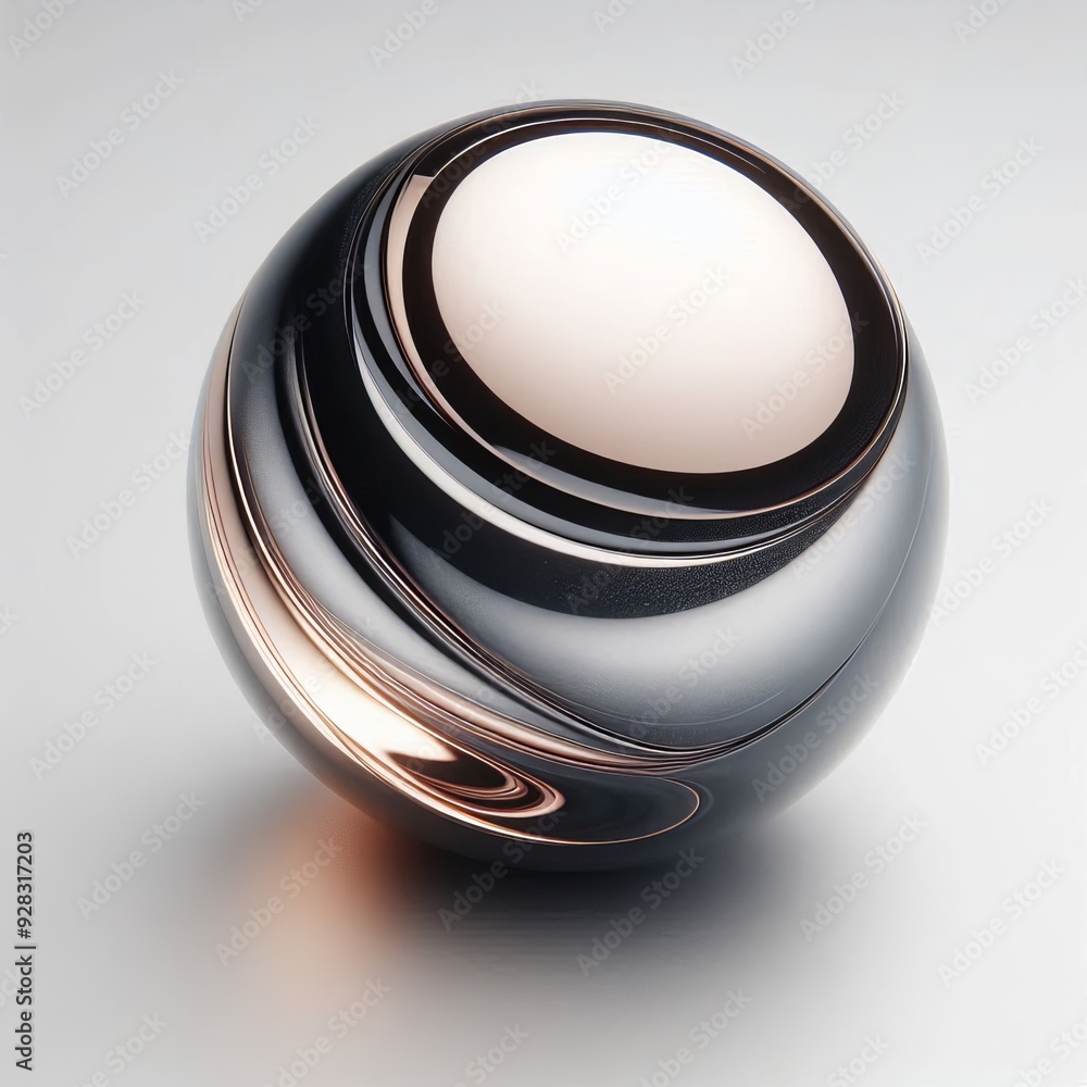 Poster a glossy shiny sphere with a shadow on a solid background