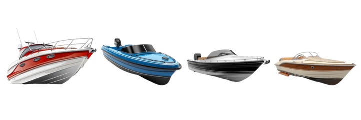Collection of boat isolated on transparent background. Generated AI