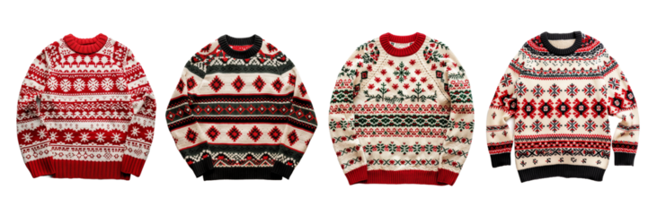 Collection of warm sweater isolated on transparent background. Generated AI