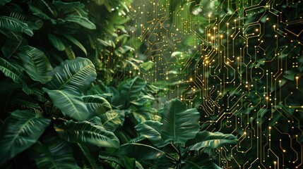 blend of nature and technology, with circuit-like