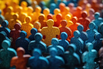 Obraz premium Paper Cut of Interconnected Puzzle Pieces Shared Between People