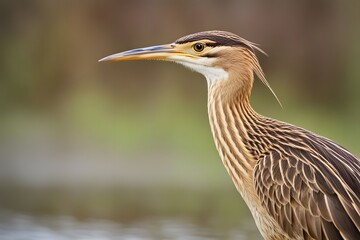American bittern bird blurry nature background, Ai Generated