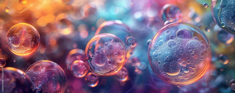 Aufkleber colorful bubbles floating in a dreamy abstract background, creating a mesmerizing and vibrant visual