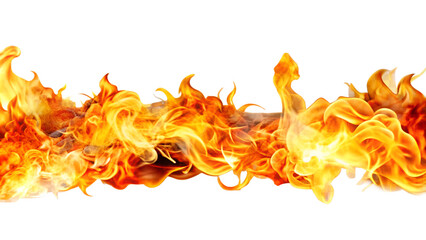 Flame fire blazing fire power in transparent background. Wide long banner screen transparent white background download