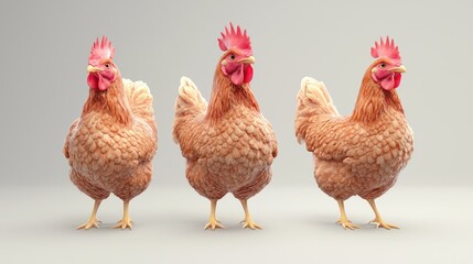 Fototapeta premium Vibrant 3D Illustration of Organic Farm-Raised Free-Range Chicken with Lush Greenery Background, Generative AI