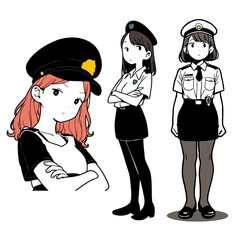 ミニスカポリスのシンプルイラスト