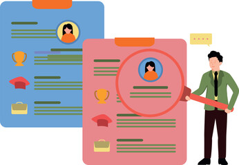 The boy is looking for a candidate.