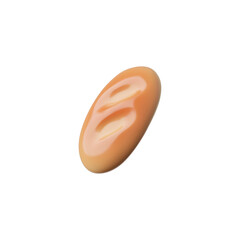 3D bread pastry ruddy baton plastic style vector icon, realistic loaf of wheat bread, volume glossy bakery food baguette