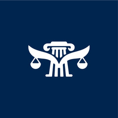 falcon eagle measurement scale law pillar logo vector icon illustration	