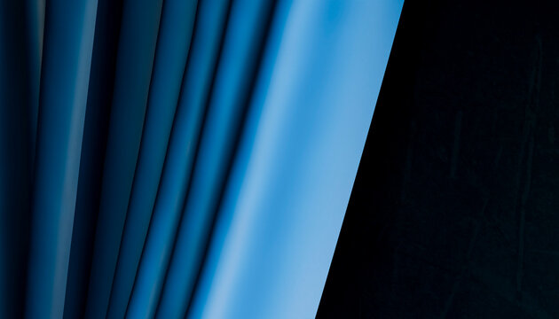 Abstract 3D rendering stripes of blue fabric against blue background