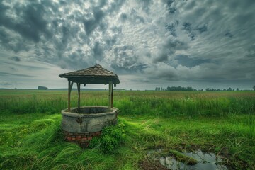 Ancient well in the field