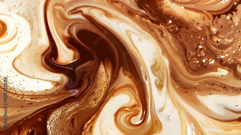 Poster abstract swirls of coffee and cream blend together, creating a mesmerizing pattern with shades of br