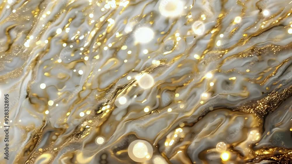 Poster fluid marble texture with shimmering gold and cream tones creating a luxurious, elegant background f