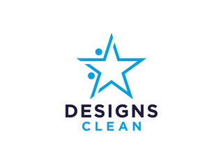 Colorful Five Star Icon Abstract People Logo isolated one white background.